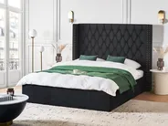 Ottoman Bed LUBBON Velvet Black 160 x 200 cm (EU King Size)_833818
