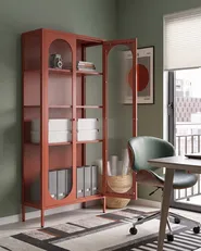 Glass Display Cabinet FOXTON 80 cm Metal Golden Brown_1108680