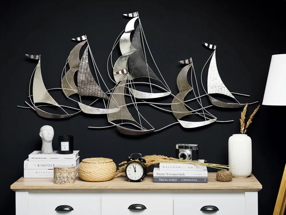 Wall Decor Ship AMERICIUM Metal 67 cm Silver