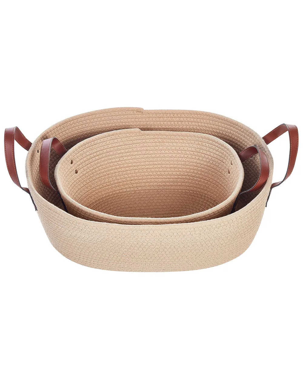 Set of 2 Baskets GISSAR Cotton Light Beige_849645