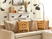 Set of 2 Decorative Cushions COVASNA 45 x 45 cm Velvet Orange Abstract Pattern_830230