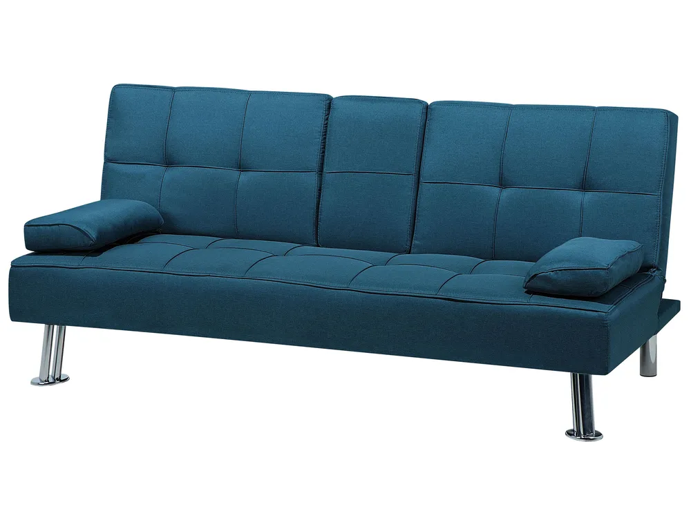 Sofa Bed 3 Seater ROXEN Fabric Blue_793790