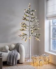 Ulkokoriste LED-valo ALBIONI 180 cm Puu Valkoinen_937663