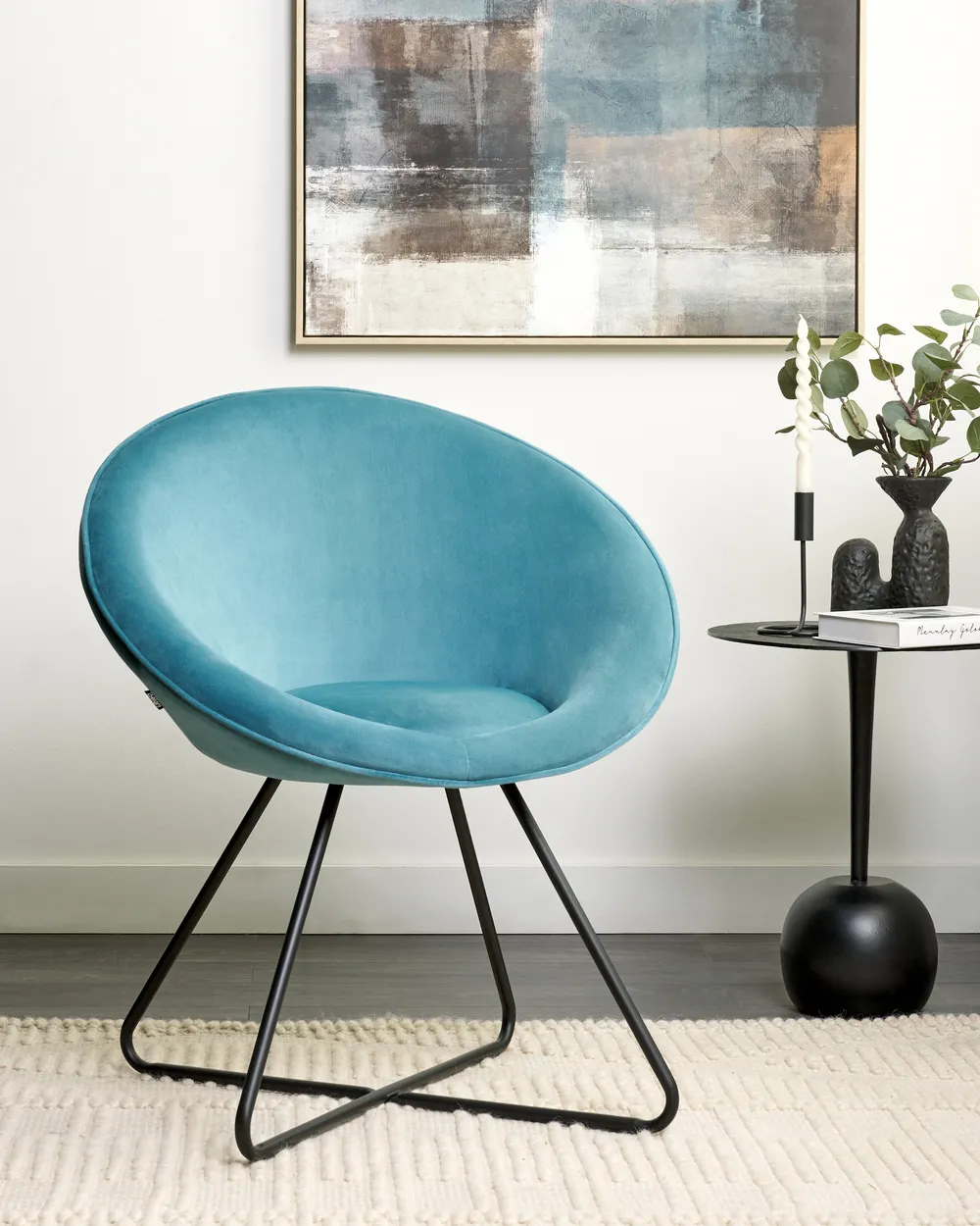 Dining Chair FLOBY II Velvet Light Blue