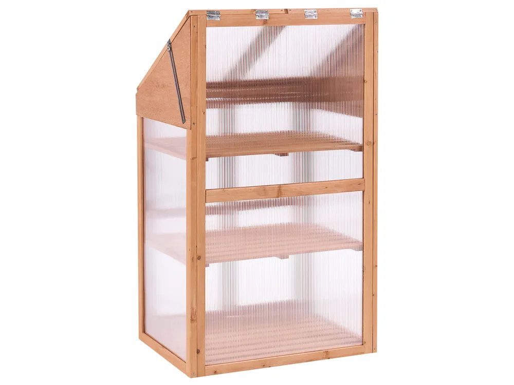 Balcony Greenhouse VOLVERA 67 cm 49 cm Fir Wood Light Brown_1024147