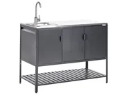 2 Piece Outdoor Kitchen Set with Sink MAENZA Black Metal_981441