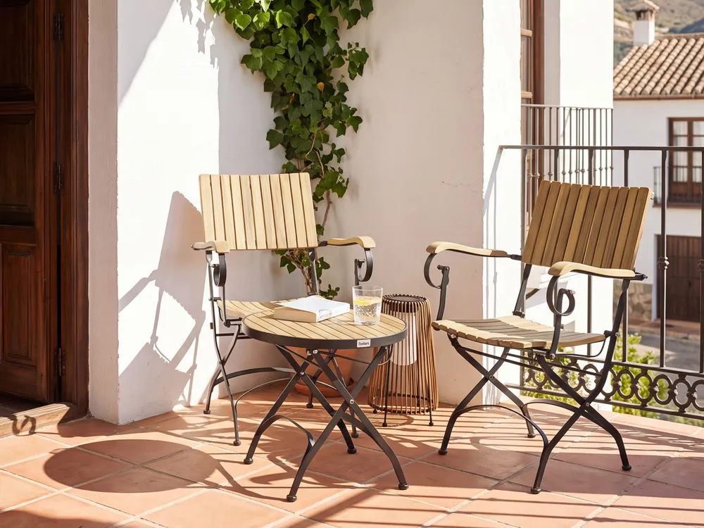 Bistro Set Folding LASCARI Acacia Wood Light Brown_1101699