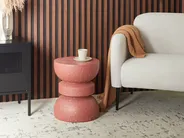 Side Table FALIRO 37 cm 37 cm Terrazzo Effect Red_932874