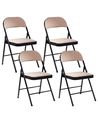 Set of 4 Folding Chairs SPARKS Metal Beige/ Black