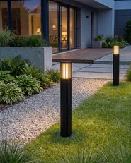 Set of 2 Outdoor Bollard Lamps ERNAN Black_1103786