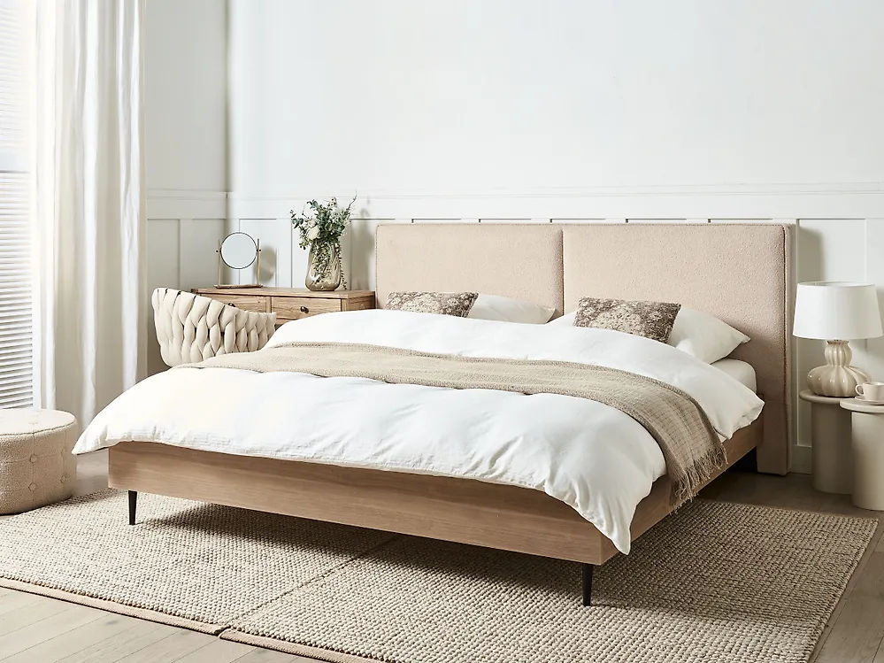 Bed Boucle IZERNORE 180 x 200 cm (EU Super King) Beige_1176523