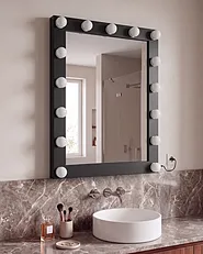 LED Bathroom Mirror ODENAS 50 cm 60 cm Black_1155732