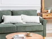Set med 2 prydnadskuddar DOURIS 30 x 60 cm Ljusbeige Rutigt tryck_1078772