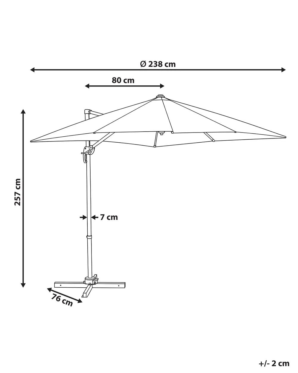 Cantilever Parasol 238 cm MONZA Light Beige_1102772