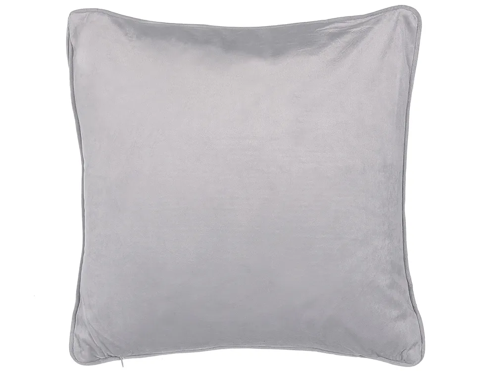 Set of 2 Decorative Cushions MOTARI 45 x 45 cm Velvet Grey Geometric Pattern_801522
