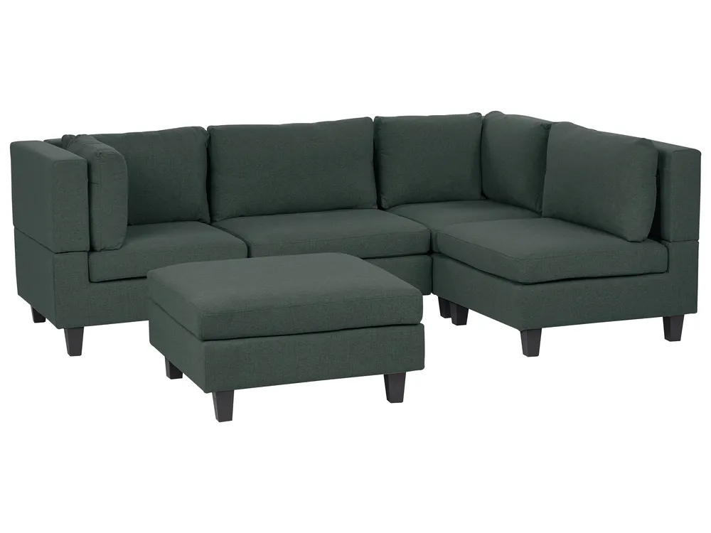 Modular Corner Sofa 4 Seater UNSTAD with Ottoman Fabric Dark Green Left Hand_925476
