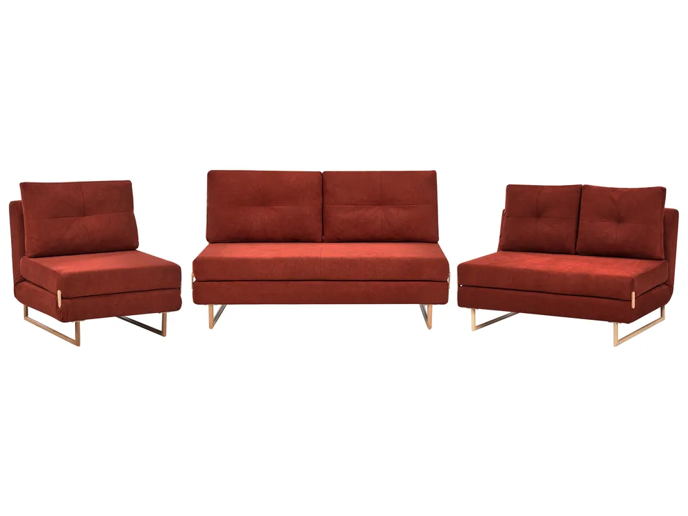 Living Room Set 6 Seater JERSLEV Fabric Red