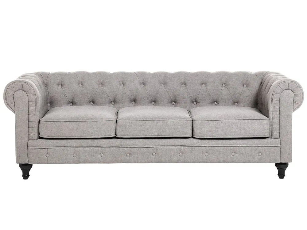 Sohvaryhmä 4-istuttava CHESTERFIELD Kangas Vaaleanharmaa_797134