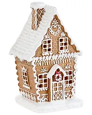 Set med 3 juldekorationer LED RIMPI 21/25/26 cm Hus Brun_1175146