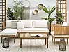 Trädgårdssoffgrupp med bord 4-sits CREMONA Akaciaträ Ljusbrun/ Off-White Högervänd