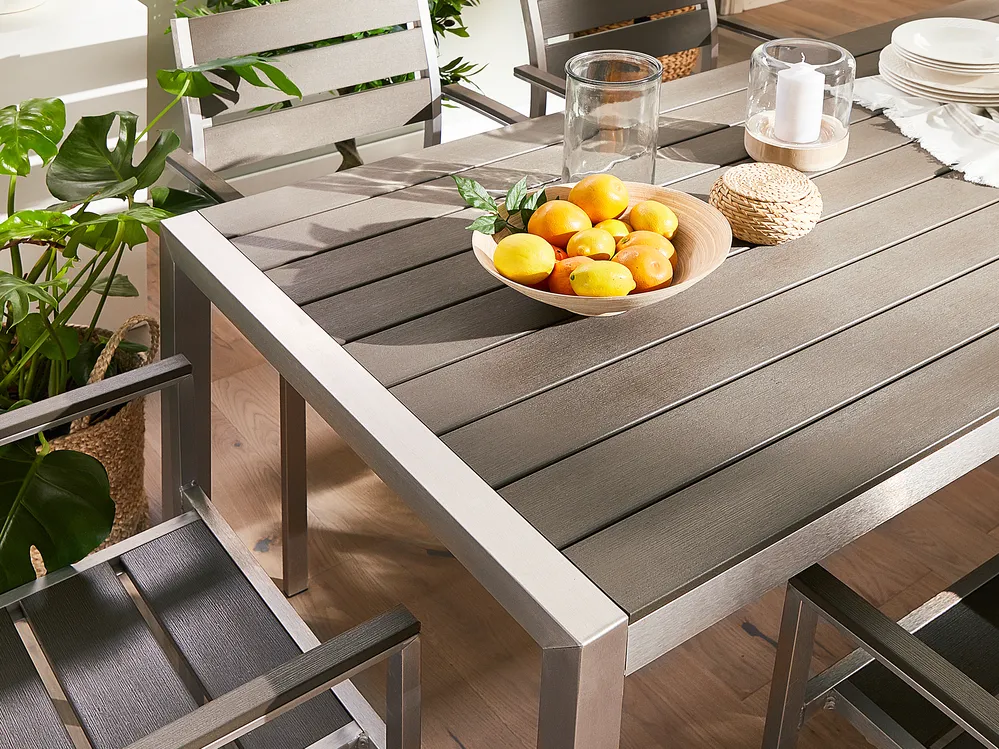 Garden Dining Table VERNIO 180 cm 90 cm Metal Grey_775170