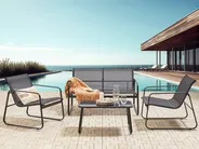 Garden Lounge Set with Table 4 Seater BARREA Metal Black_928478