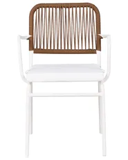 Set of 4 Garden Chairs with Cushions TACENO Metal White_1007760