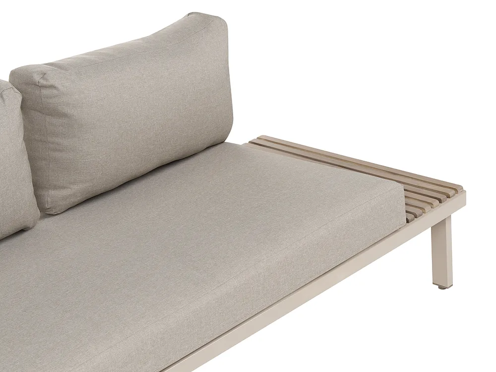 Trädgårdshörnsoffa med bord 5-sits FIVIZZANO Akaciaträ Beige_1159269