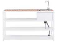 Outdoor Kitchen Set with Sink AVETRANA Brown/ White Metal_987542