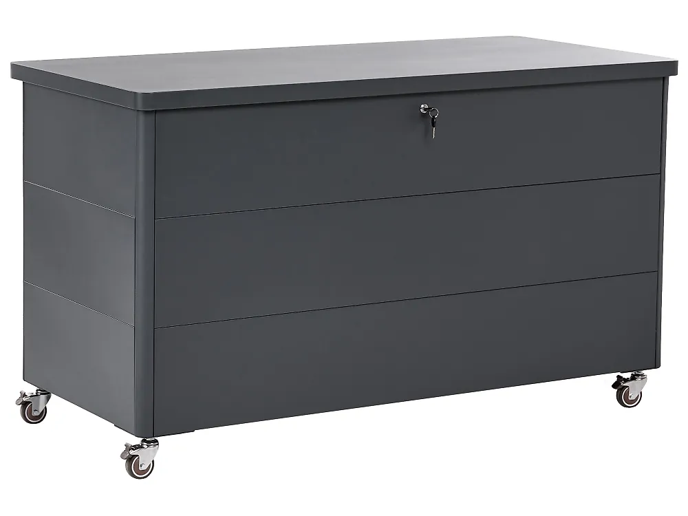 Oppbevaringsboks KYMI 136 cm 55 cm Metall med hjul Mørkegrå