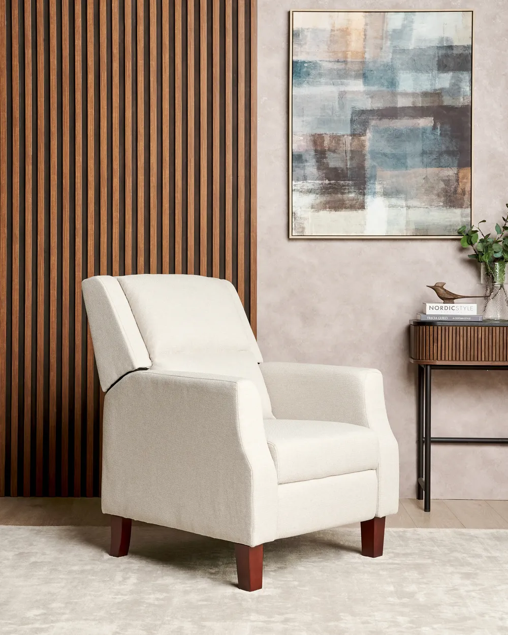 Recliner Chair EGERSUND with Footrest Fabric Light Beige