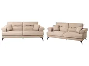 Living Room Set 5 Seater SKIVE Fabric Light Brown_947241