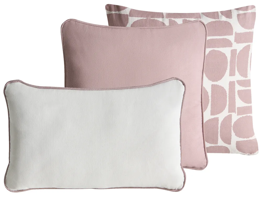 Set of 3 Decorative Cushions PENTACE 30 x 50 cm 45 x 45 cm Cotton Pink Solid