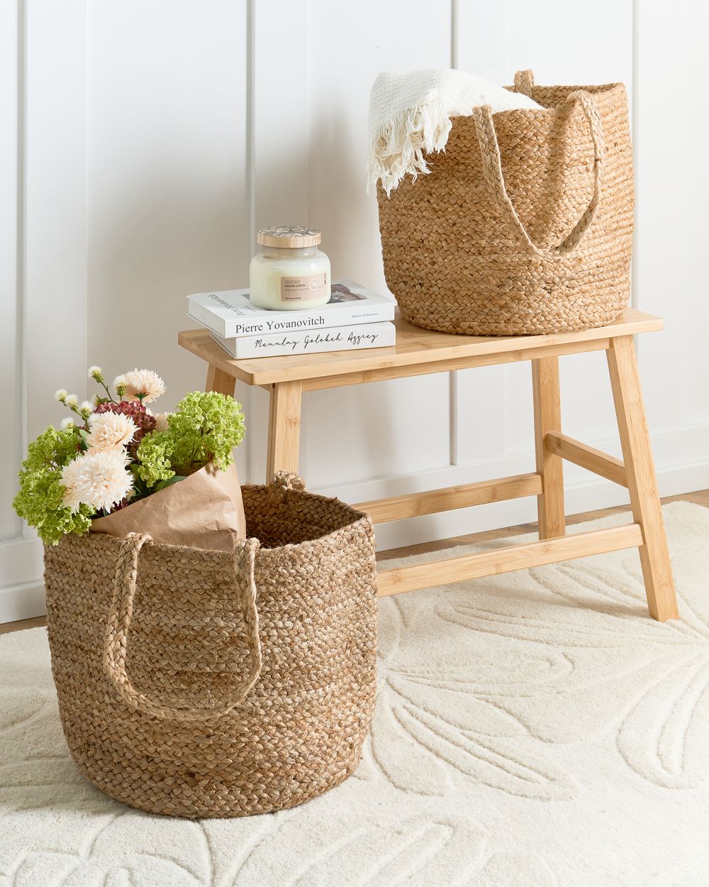 Set of 2 Baskets KAELLA Jute Beige