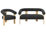 Living Room Set ILBRO Boucle Black/ Light Brown_985045