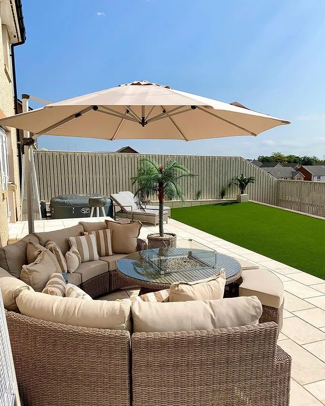 Cantilever Parasol 300 cm SAVONA Dark Beige_798268