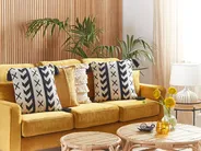 Throw Cushion DEADNETTLE 45 x 45 cm Cotton Beige Geometric Pattern_816886