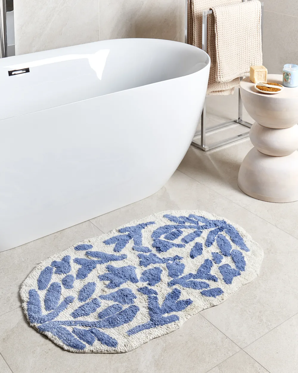 Bath Mat DERIK Blue 60 x 90 cm Cotton