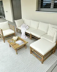 Garden Coffee Table CERRETO 55 cm 64 cm Bamboo Brown_978673