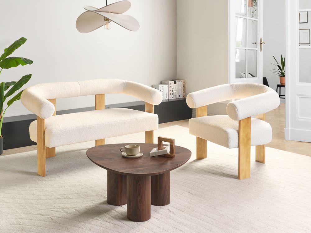Sofagruppe ILBRO Bouclé Off-White/lysebrun