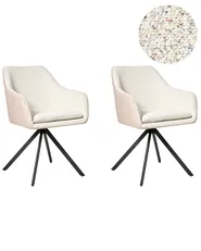 Set of 2 Dining Chairs LITHIA Boucle Light Beige_986898