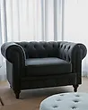 Armchair CHESTERFIELD Fabric Graphite Grey