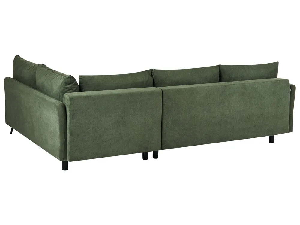 Corner Sofa Bed 3 Seater KOGE with Storage Fabric Green Left Hand_1087974