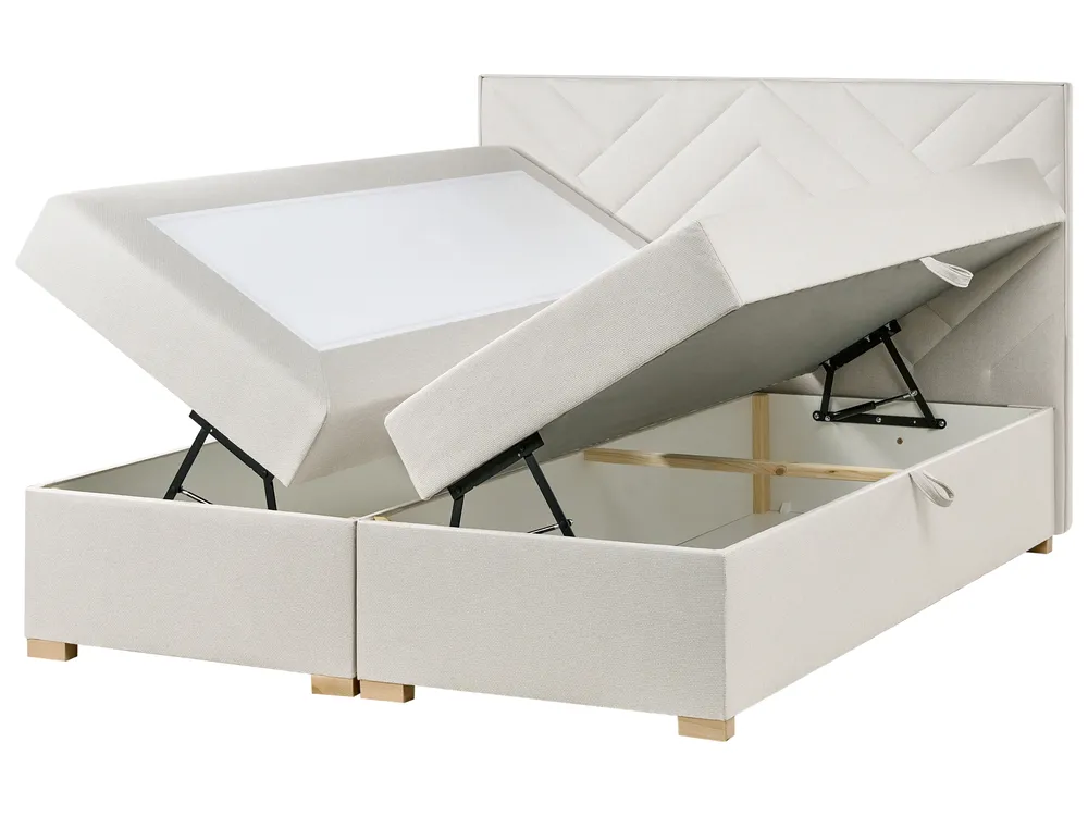 Kontinentalsäng med förvaring ESQUIRE Off-White 160 x 200 cm_1016114