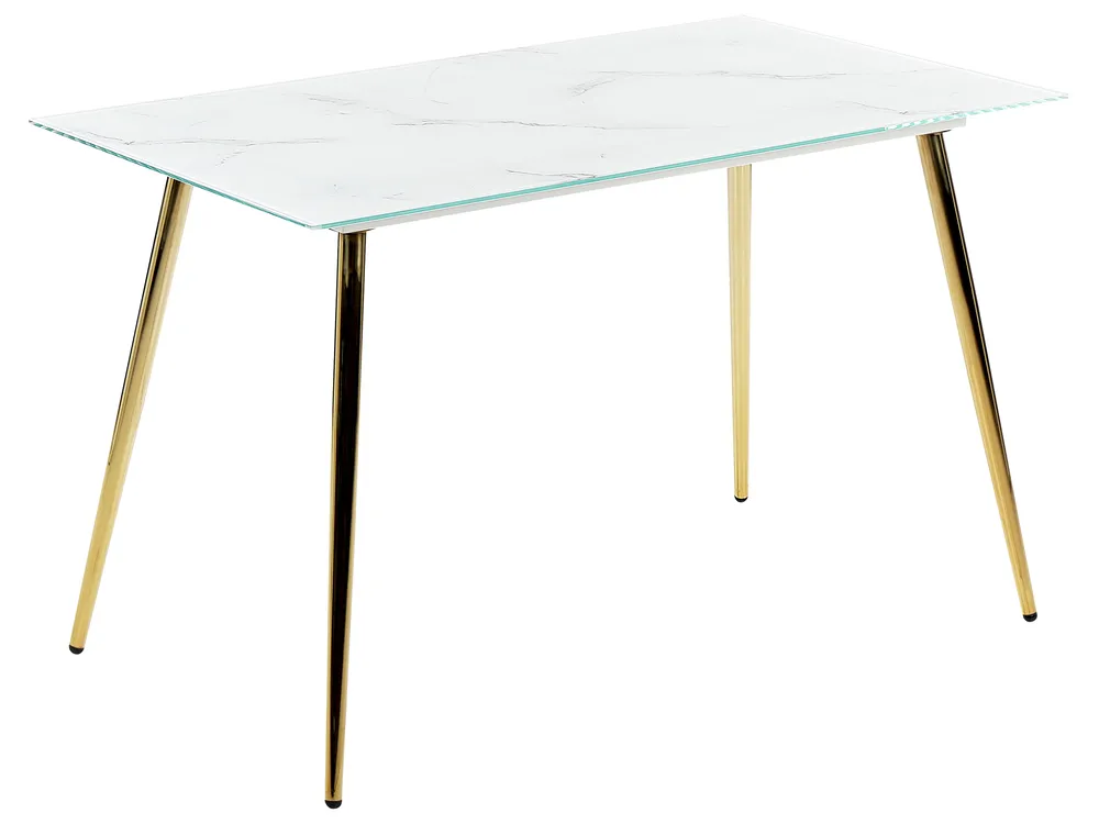 Dining Table MULGA Marble/ Gold 120 cm 70 cm Tempered Glass