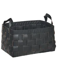 Set of 2 Baskets SIPPAR Faux Leather Black_954360