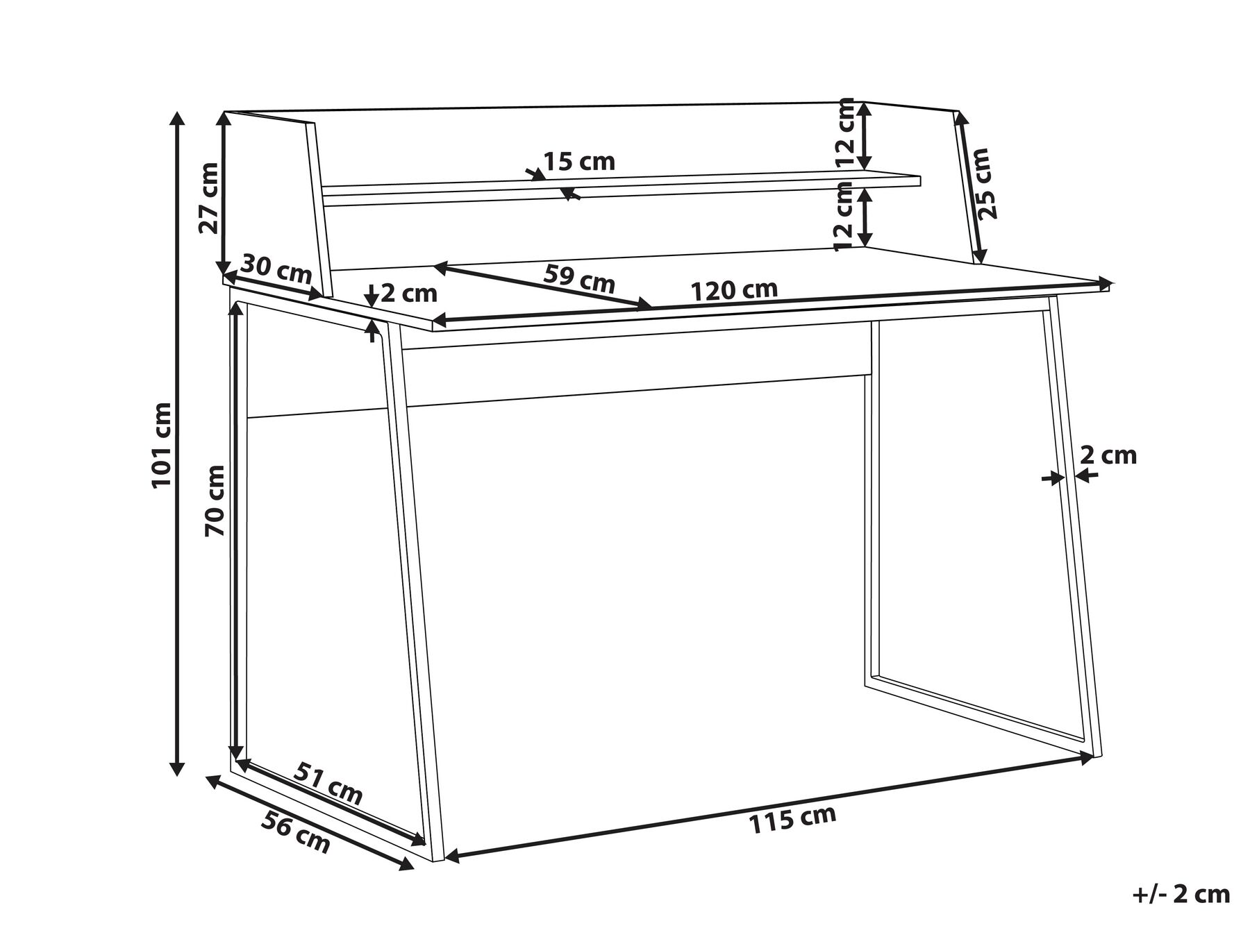 Home Office Desk GORUS 120 cm 59 cm Light Brown_824534
