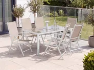 Garden Dining Table CATANIA 160 cm 91 cm Glass Beige_884010