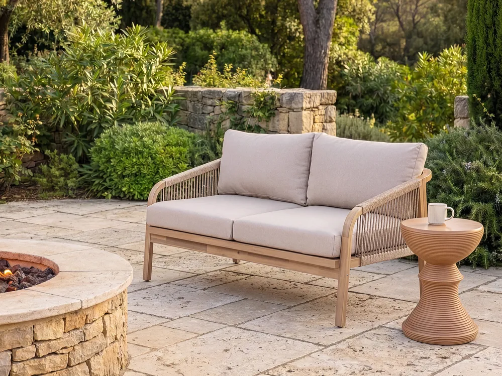 Garden Sofa 2 Seater SUMBA Acacia Wood Light Brown