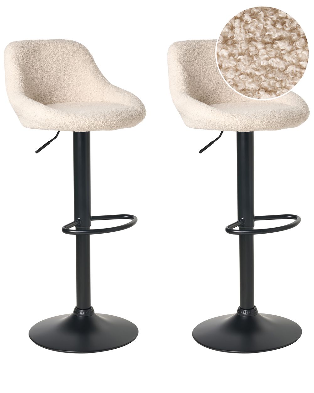 Sett med 2 barstoler MEDULIN Bouclé Lys beige